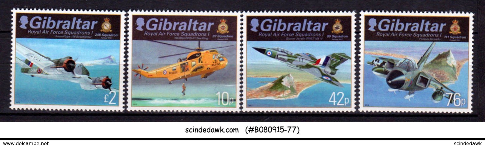 GIBRALTAR - 2012 ROYAL AIR FORCE SQUADRONS / AVIATION - 4V - MINT NH - Gibraltar