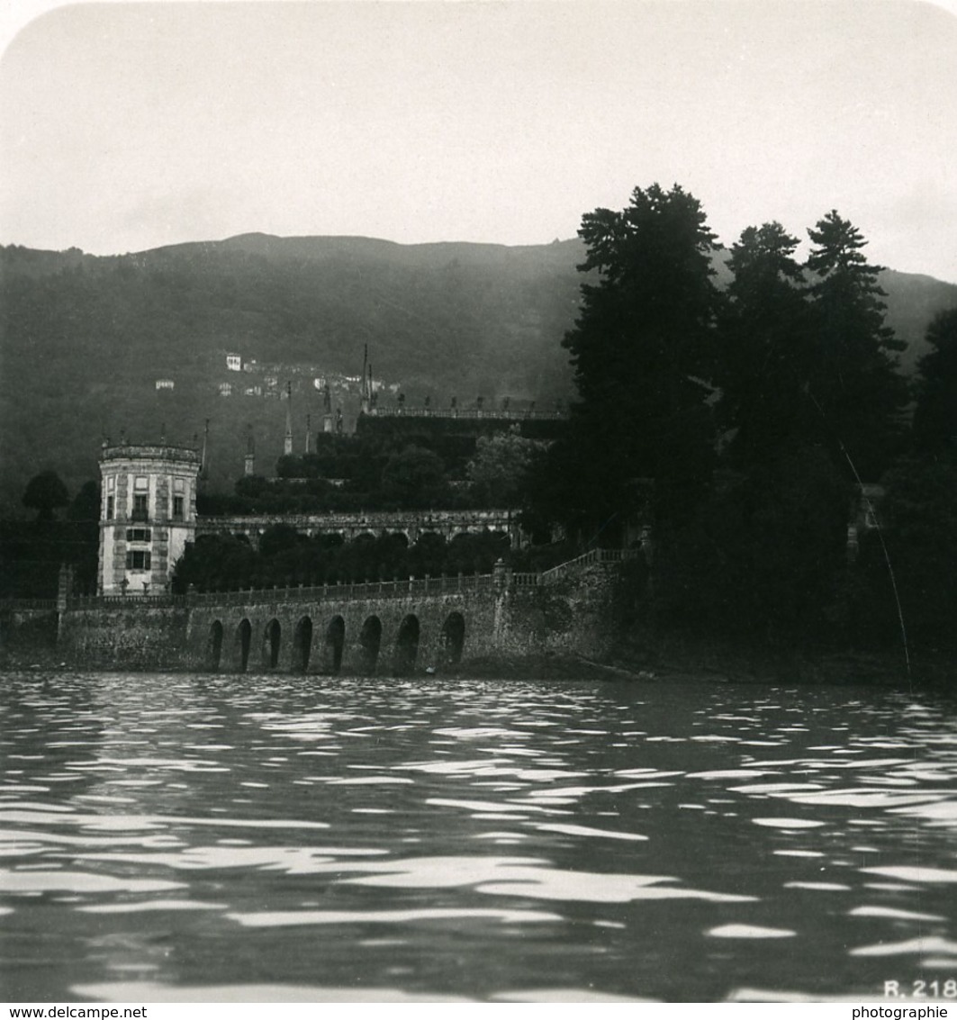 Italie Lac Majeur Pallanza Stresa Bella Lago Maggiore Ancienne Photo Stereo 1906 - Stereoscopio