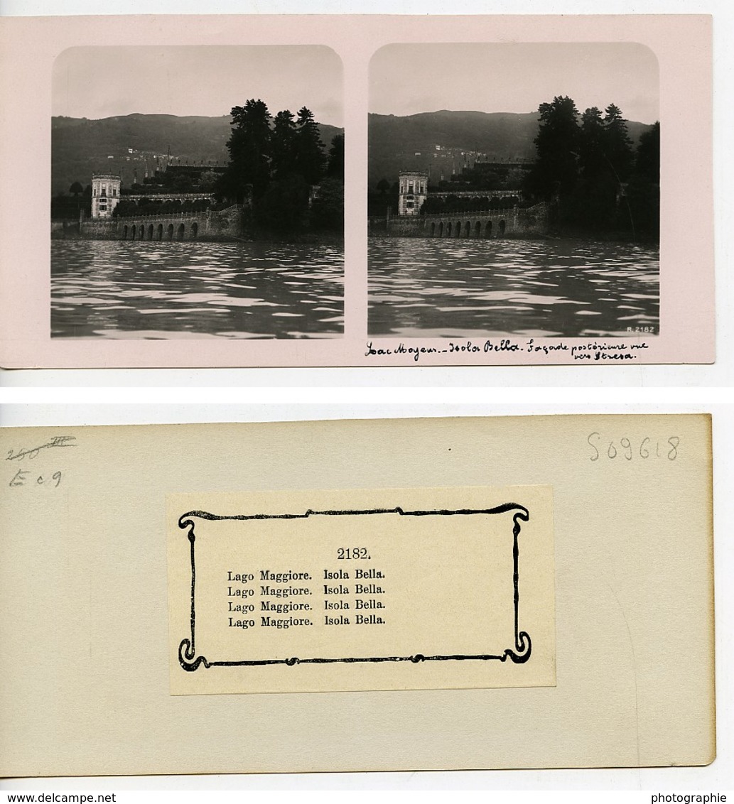 Italie Lac Majeur Pallanza Stresa Bella Lago Maggiore Ancienne Photo Stereo 1906 - Photos Stéréoscopiques