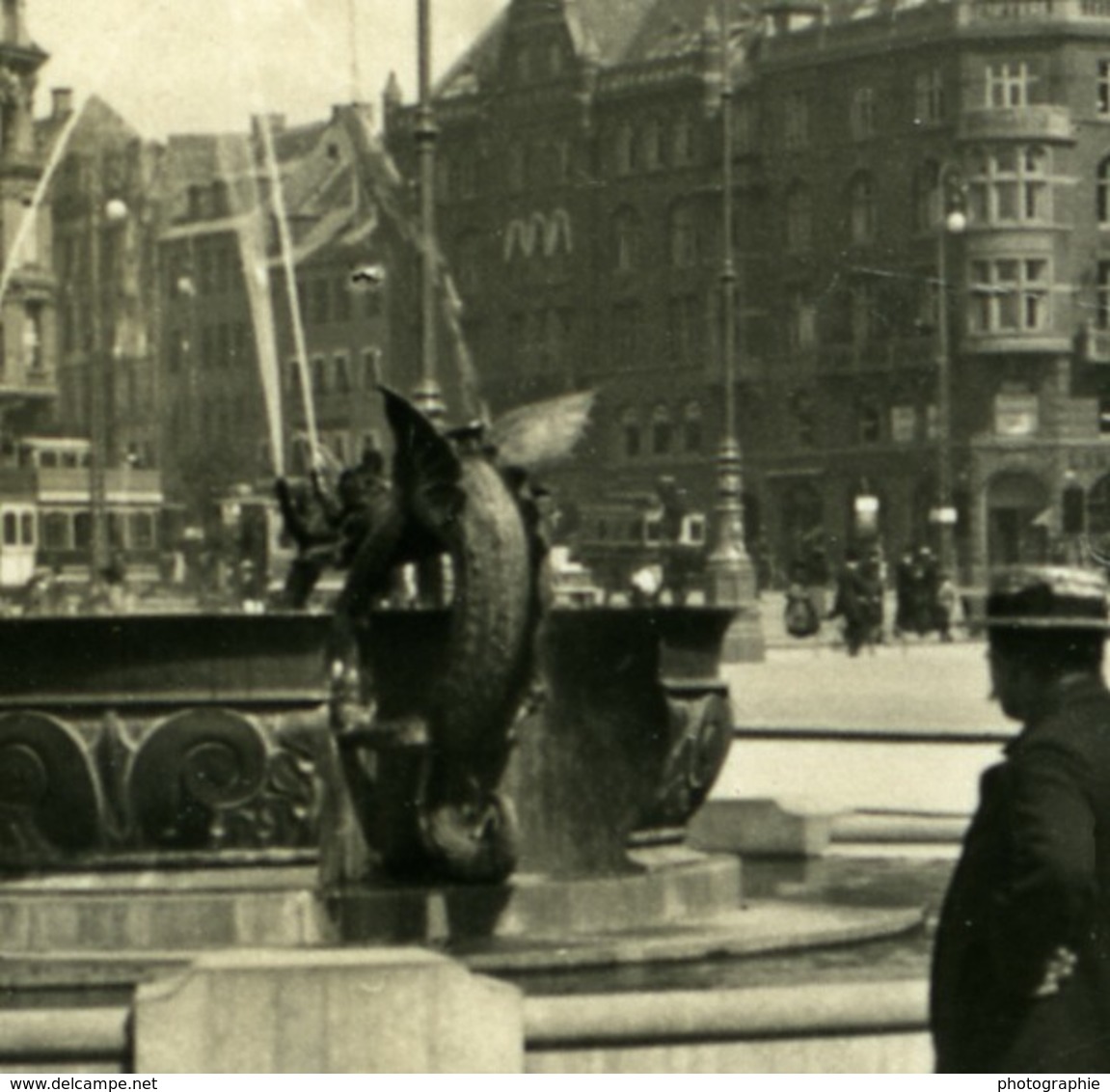 Danemark Copenhague Raadhuspladsen Hôtel-de-Ville Ancienne Photo Stereo NPG 1900 - Photos Stéréoscopiques