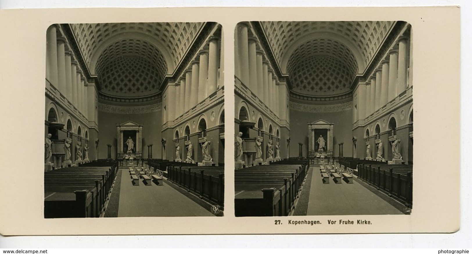 Danemark Copenhague Eglise Vor Frue Kirke Interieur Ancienne Photo Stereo NPG 1900 - Photos Stéréoscopiques