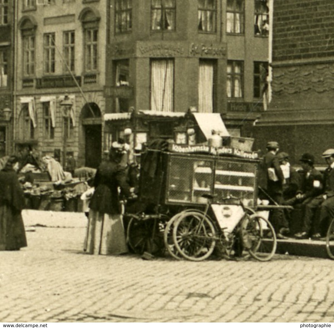 Danemark Copenhague Hojbro Plads Statue D'Absalon Ancienne Photo Stereo NPG 1900 - Photos Stéréoscopiques