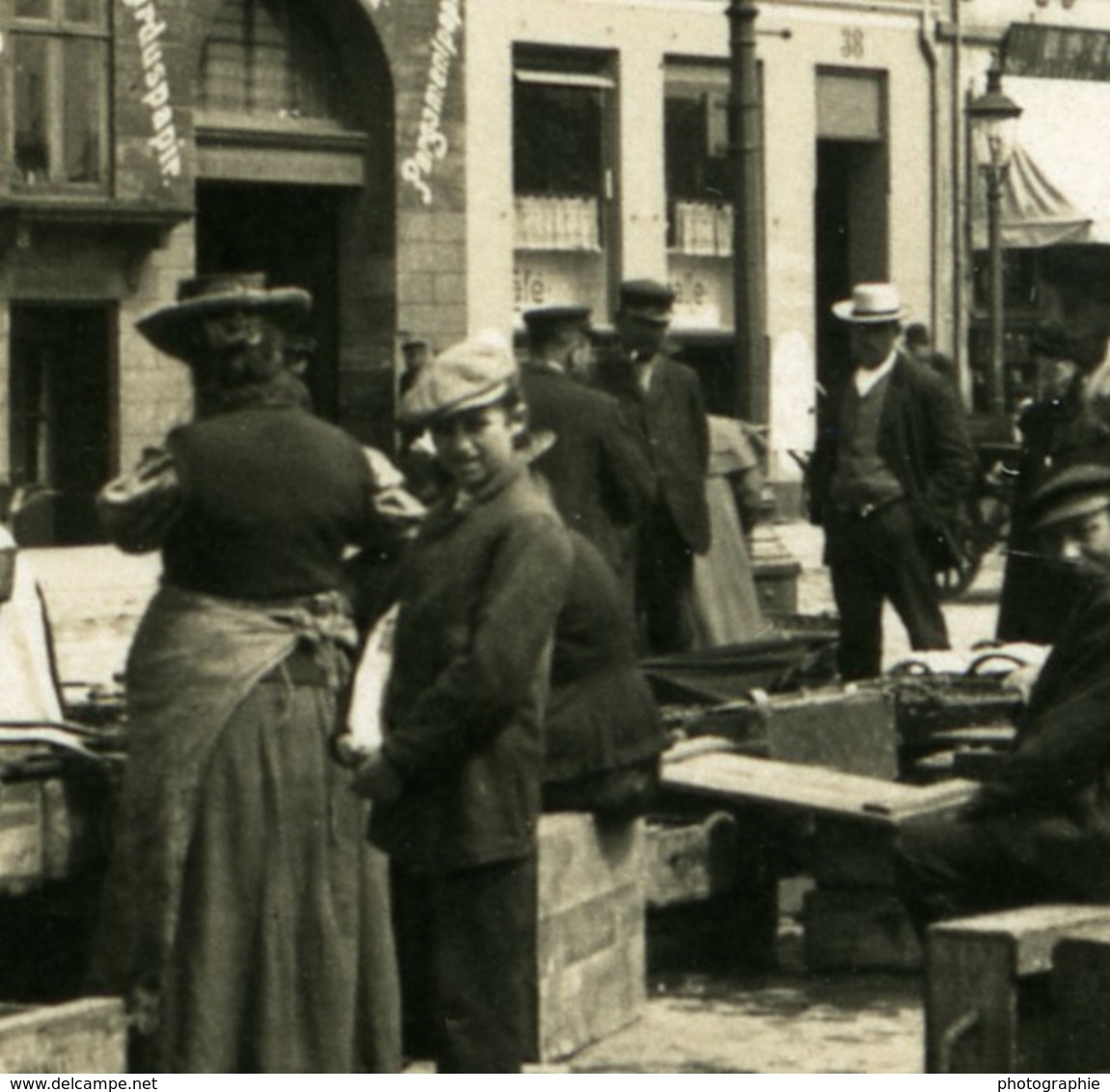 Danemark Copenhague Gammel Strand Marche Ancienne Photo Stereo NPG 1900 - Photos Stéréoscopiques