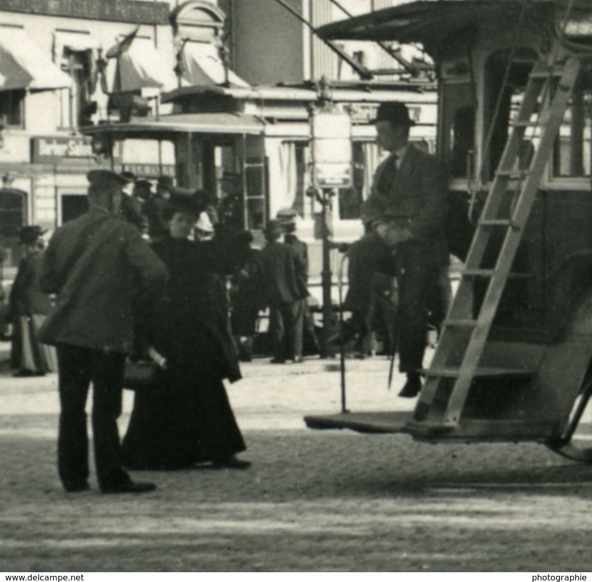 Danemark Copenhague Kongens Nytorv Omnibus Ancienne Photo Stereo NPG 1900 - Photos Stéréoscopiques