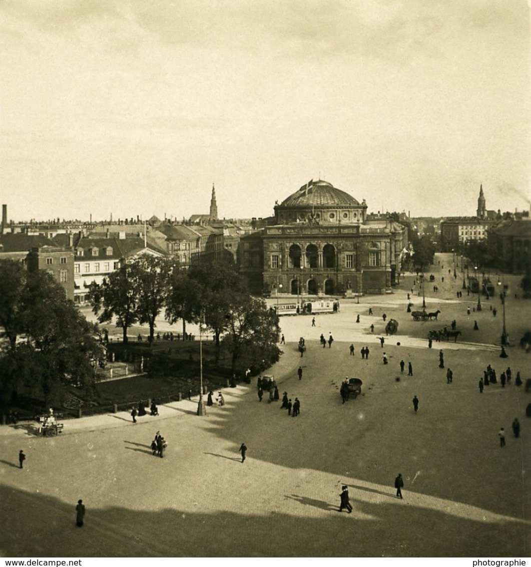 Danemark Copenhague Kongen Nytorvs Vue Generale Ancienne Photo Stereo NPG 1900 - Photos Stéréoscopiques