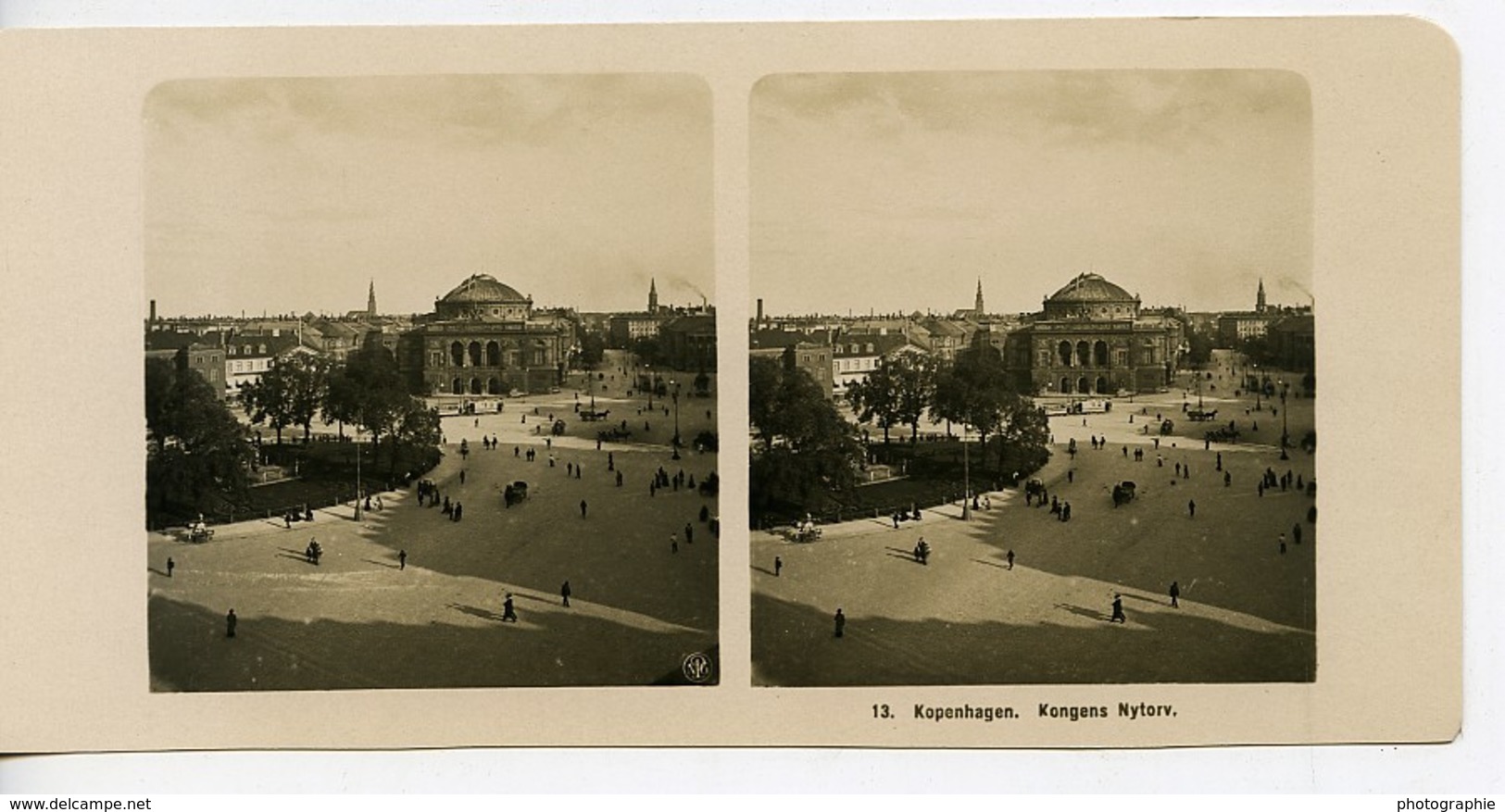 Danemark Copenhague Kongen Nytorvs Vue Generale Ancienne Photo Stereo NPG 1900 - Stereoscoop