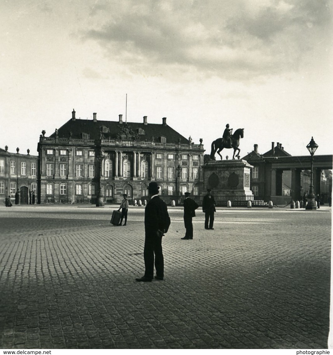 Danemark Copenhague Amalienborg Monument Ancienne Photo Stereo NPG 1900 - Stereo-Photographie