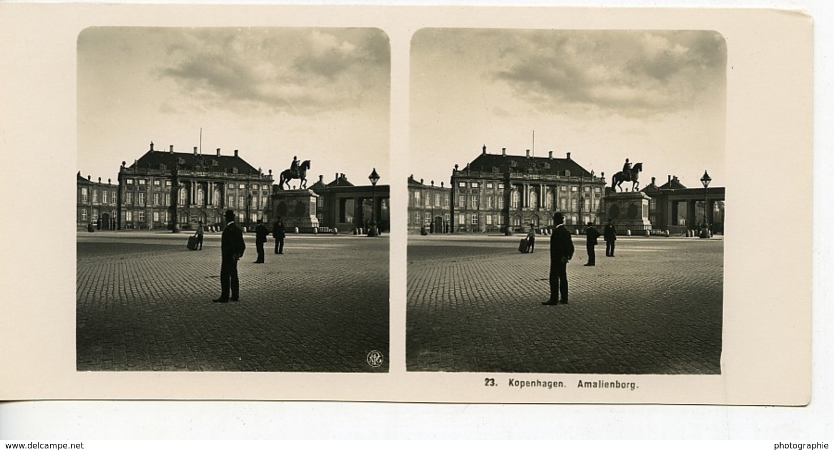 Danemark Copenhague Amalienborg Monument Ancienne Photo Stereo NPG 1900 - Photos Stéréoscopiques