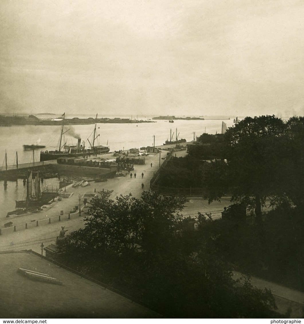 Danemark Copenhague Frihavnen Panorama Ancienne Photo Stereo NPG 1900 - Photos Stéréoscopiques