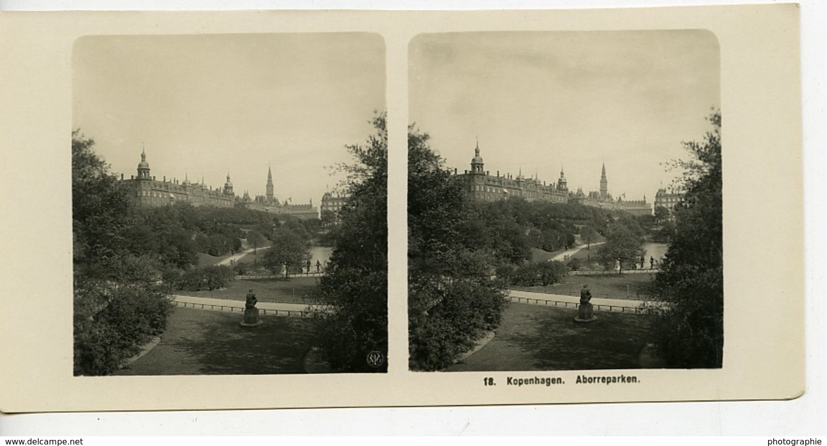 Danemark Copenhague Aborreparken Jardins Ancienne Photo Stereo NPG 1900 - Photos Stéréoscopiques