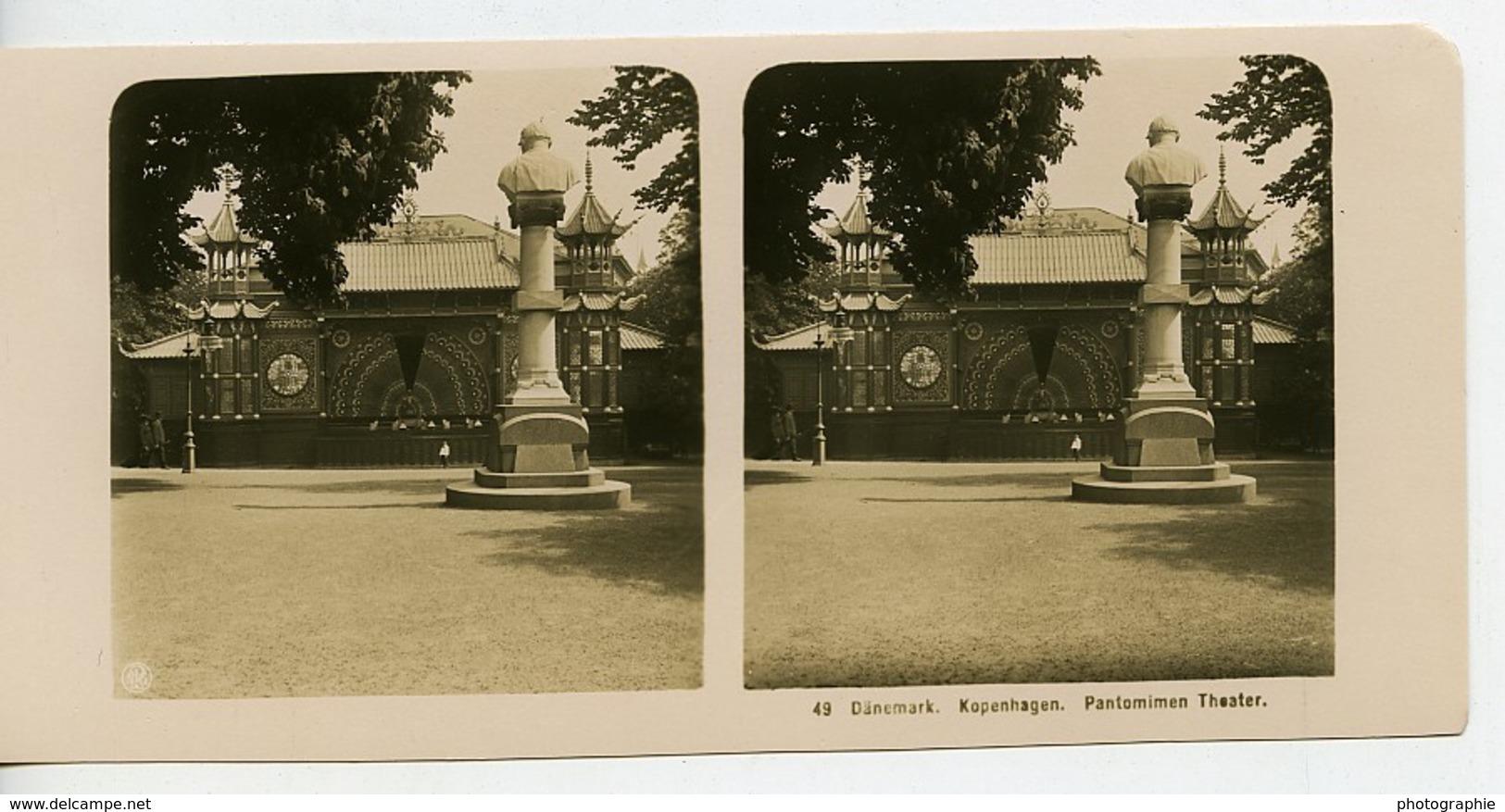 Danemark Copenhague Jardins De Tivoli Pantomimeteatret Ancienne Photo Stereo NPG 1900 - Photos Stéréoscopiques