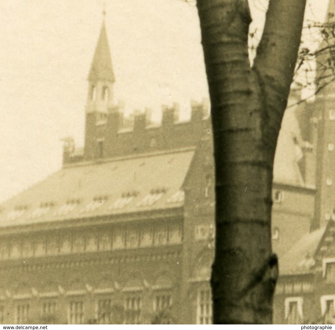 Danemark Copenhague Hotel De Ville Depuis Jardins De Tivoli Ancienne Photo Stereo NPG 1900 - Photos Stéréoscopiques