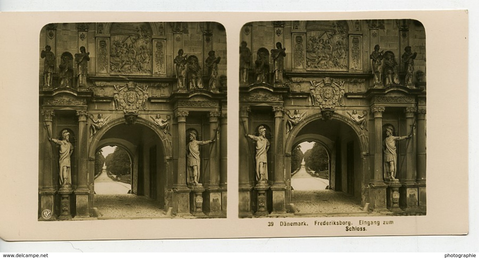 Danemark Copenhague Frederiksborg Slot Chateau Entrée Ancienne Photo Stereo NPG 1900 - Stereoscopic