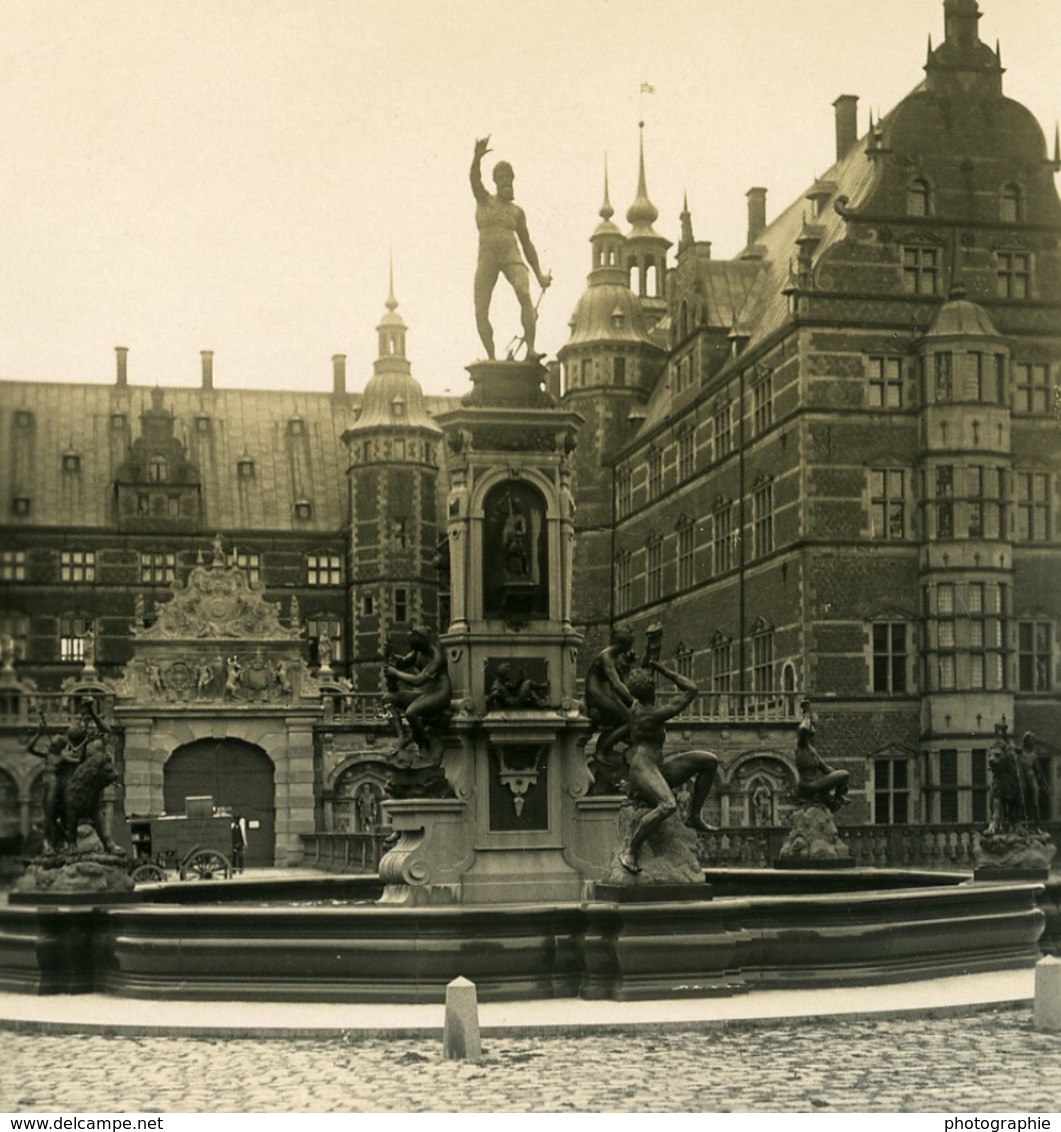 Danemark Copenhague Frederiksborg Slot Chateau Fontaine Ancienne Photo Stereo NPG 1900 - Photos Stéréoscopiques