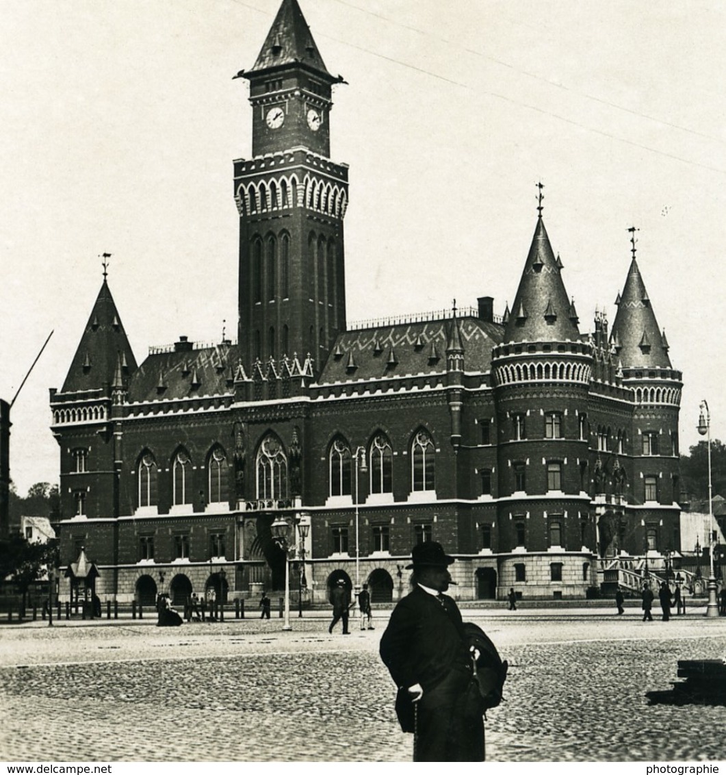 Suéde Helsingborg Hotel De Ville Ancienne Photo Stereo NPG 1900 - Photos Stéréoscopiques