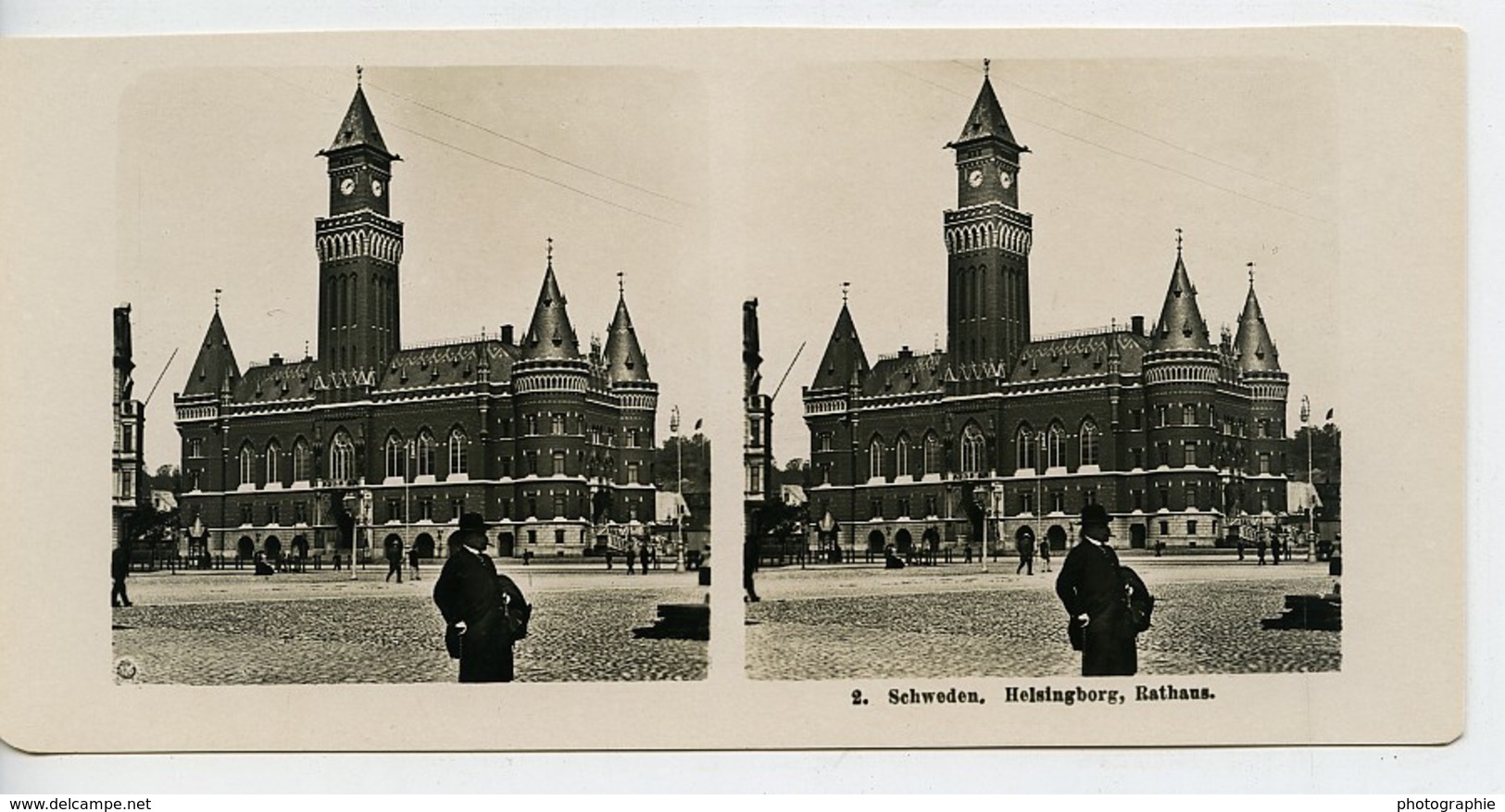 Suéde Helsingborg Hotel De Ville Ancienne Photo Stereo NPG 1900 - Photos Stéréoscopiques