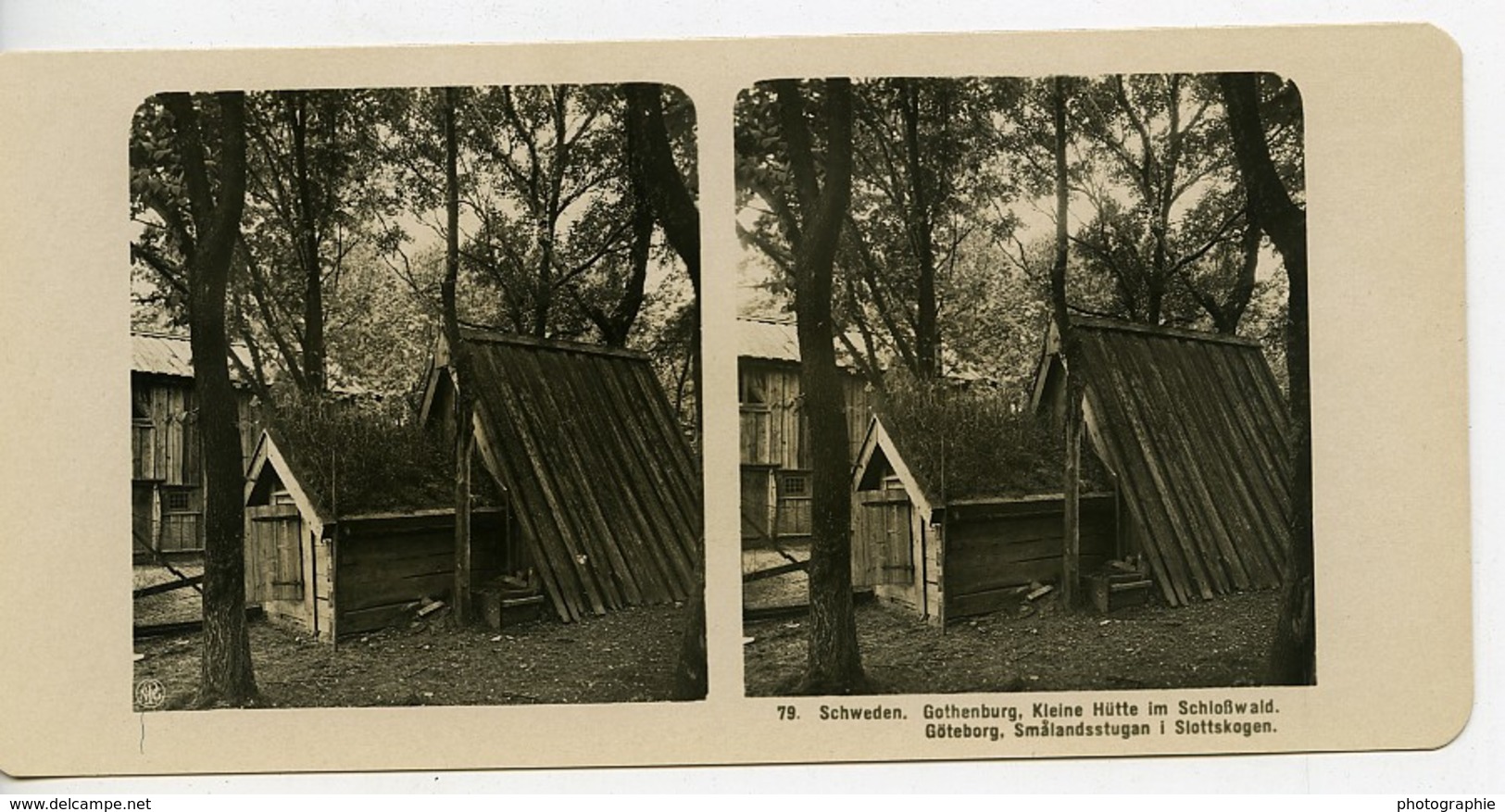 Suéde Göteborg Slottsskogen Cabanes Ancienne Photo Stereo NPG 1900 - Photos Stéréoscopiques