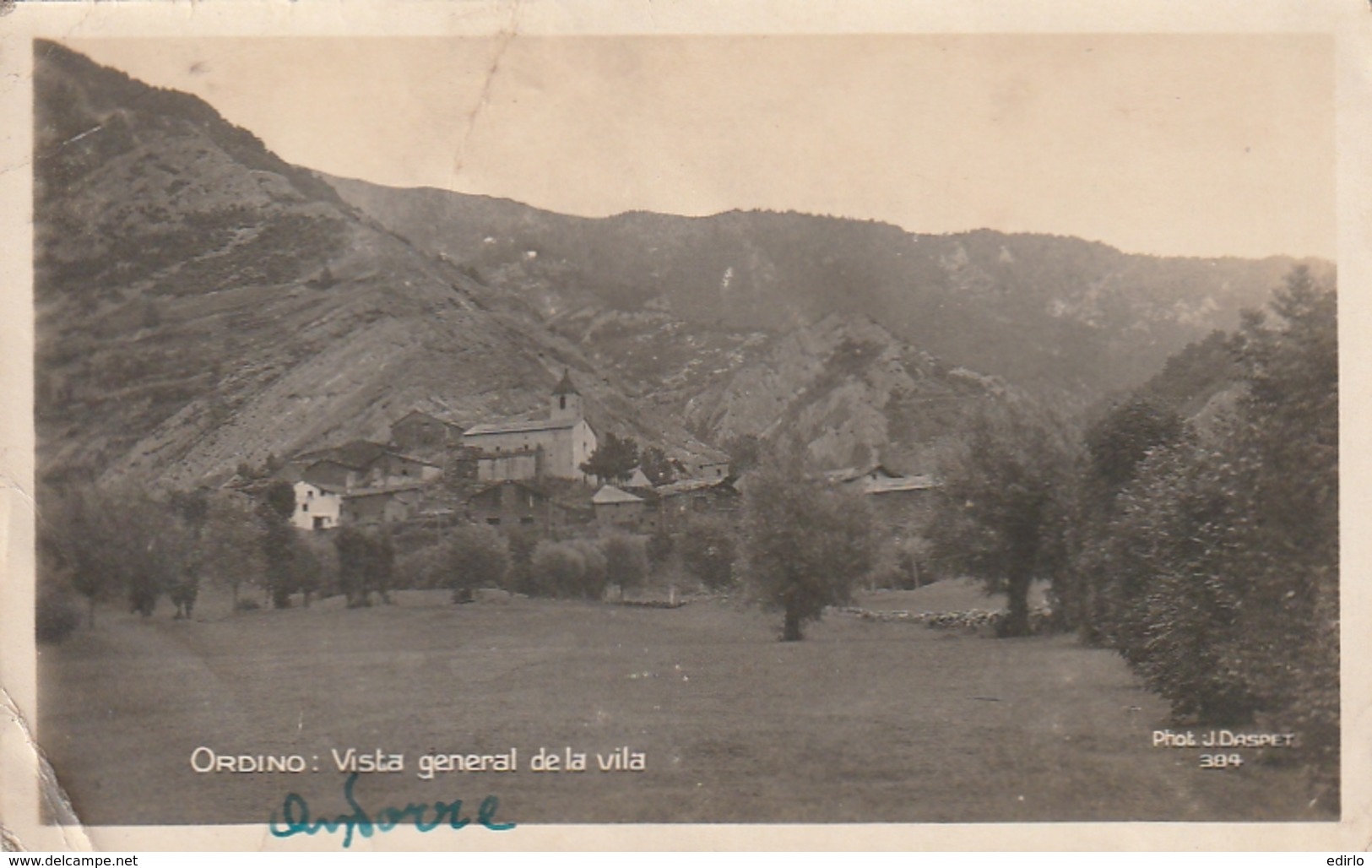 ***ANDORRA **** ANDORRE - ORDINO  Vista General De La Vila -attention Nombreux  PLIS --timbrée France - Andorre