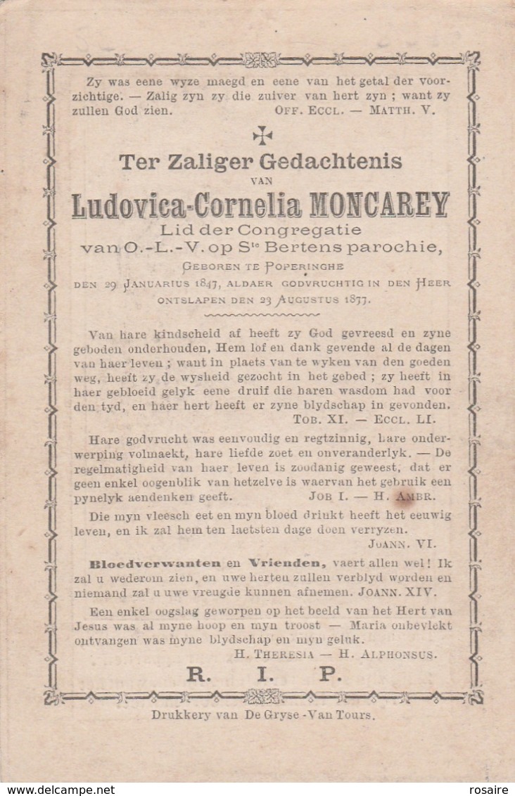 Ludovica Cornelia Moncarey-poperinghe 1847-1877 - Devotion Images