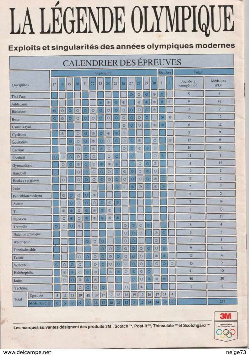 Revue éditée Par 3M Lors Des Jeux Olympiques De 1988 - Sport