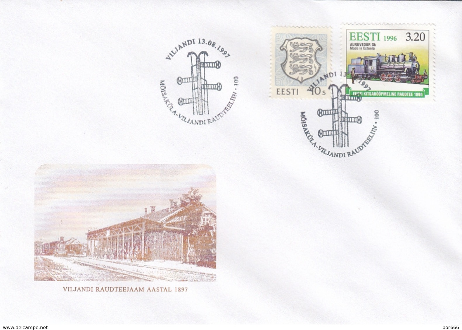 GOOD ESTONIA Postal Cover 1997 - Viljandi - Mõisaküla Railway 100 - Estonia