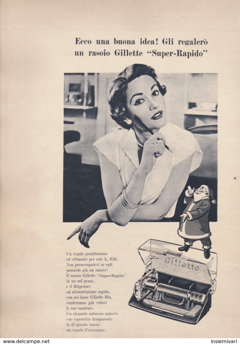 (pagine-pages)PUBBLICITA' RASOIO GILLETTE   Tempo1955 - Altri & Non Classificati