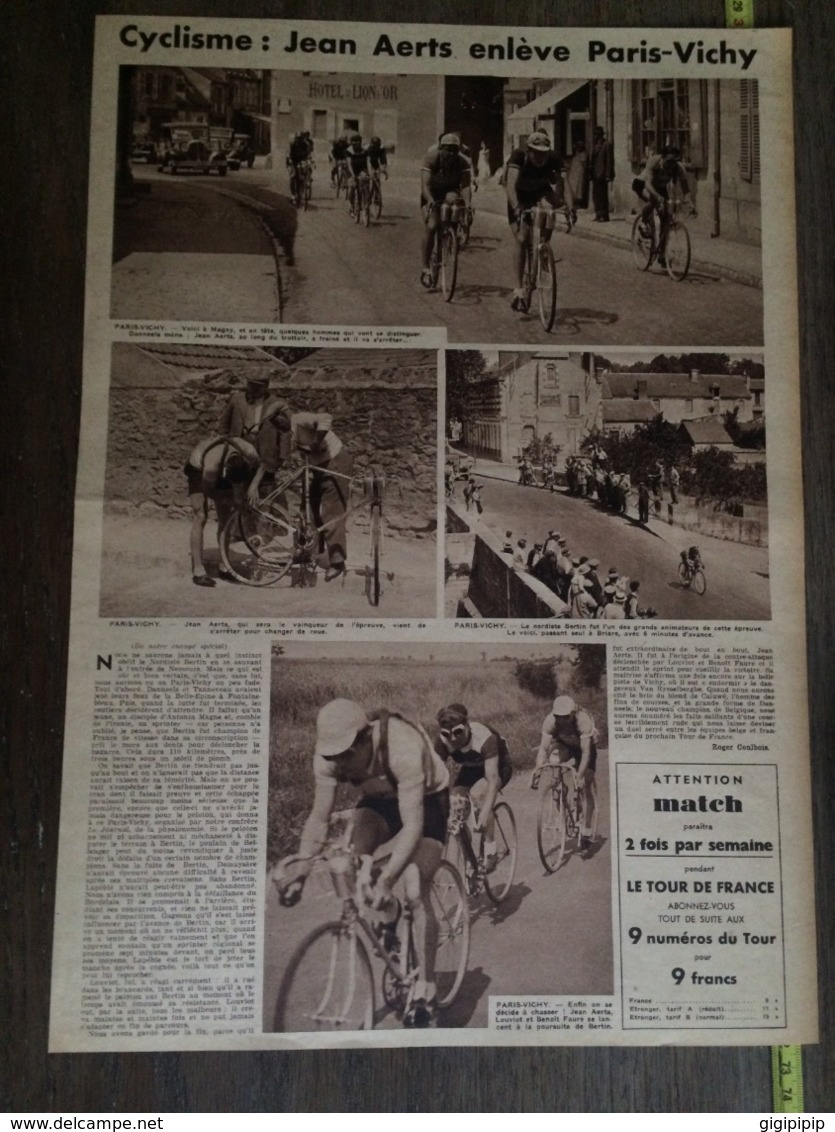 1935 M ROBERT PAUL CHAMPION SAUT EN LONGUEUR CYCLISME PARIS VICHY JEAN AERTS MAGNY BRIARE - Collections