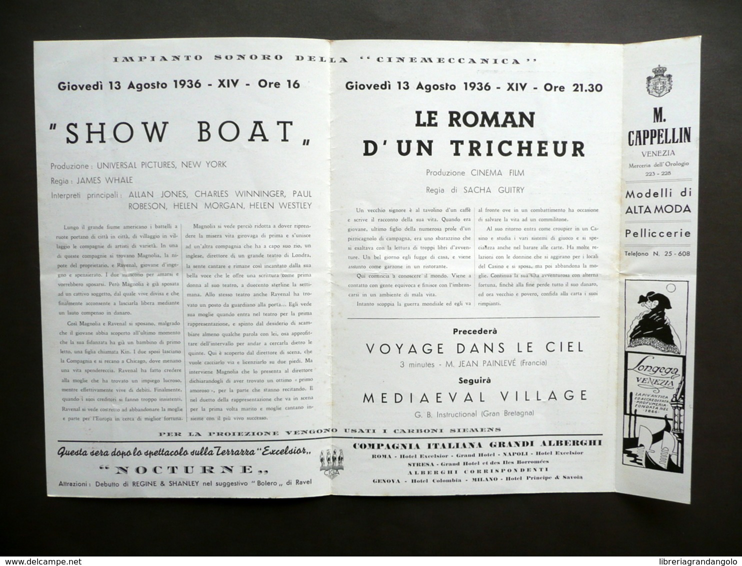 Biennale Di Venezia IV Mostra Arte Cinematografica Programma Giornaliero 1936 - Non Classificati
