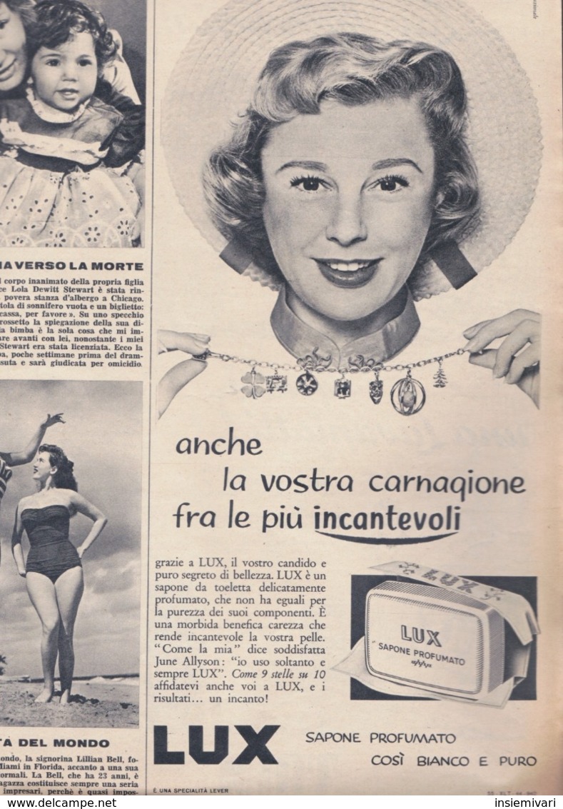 (pagine-pages)PUBBLICITA' LUX(FOTO DI JUNE ALLYSON)   Tempo1955/11. - Altri & Non Classificati