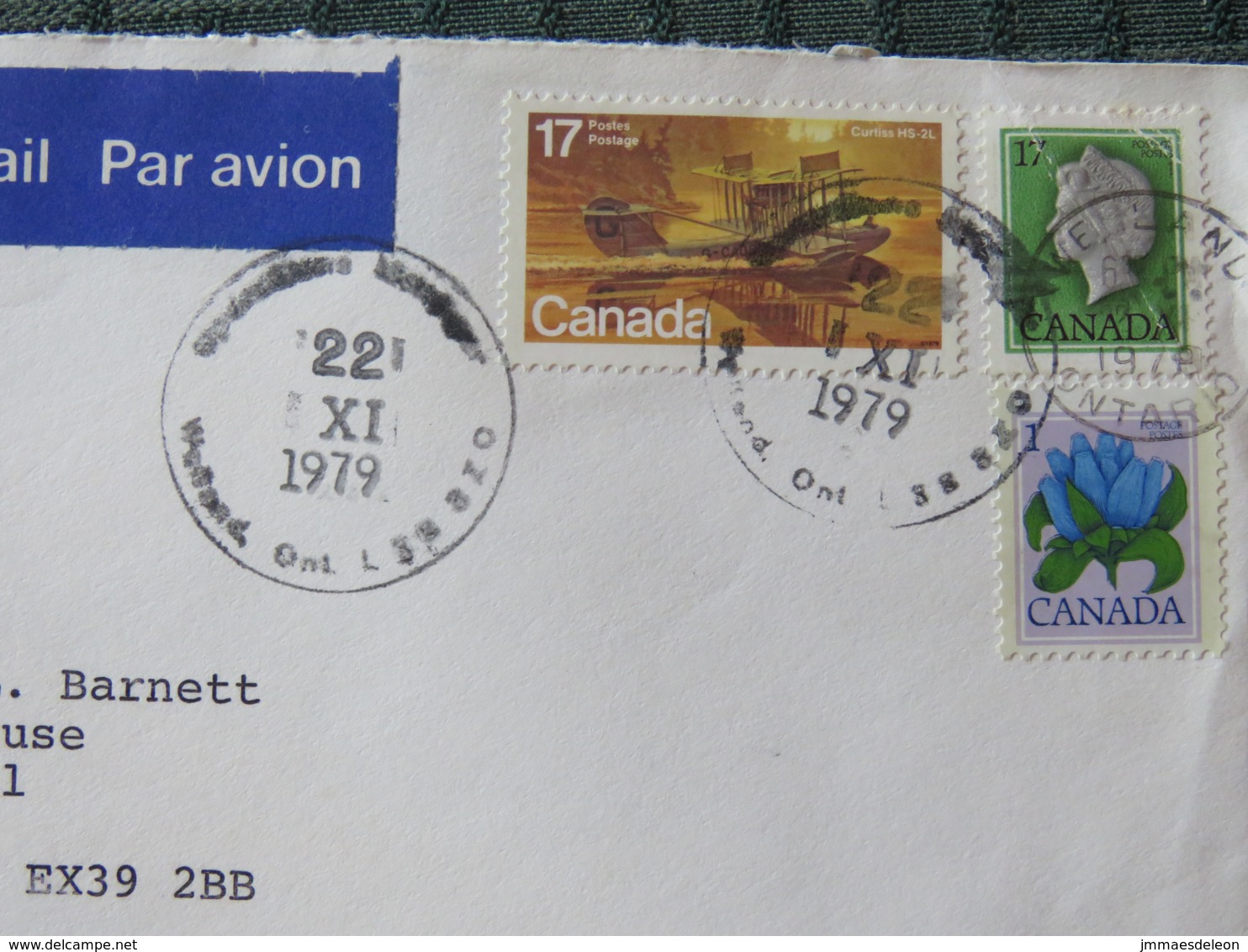 Canada 1979 Cover Welland To England - Queen - Flowers - Plane - Storia Postale