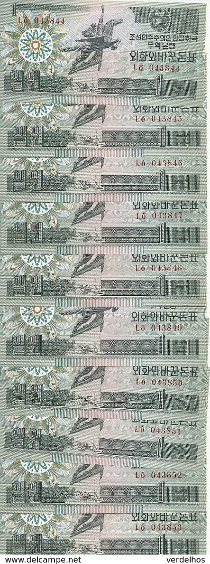 COREE DU NORD 1 WON 1988 UNC P 27 ( 10 Billets ) - Korea, North