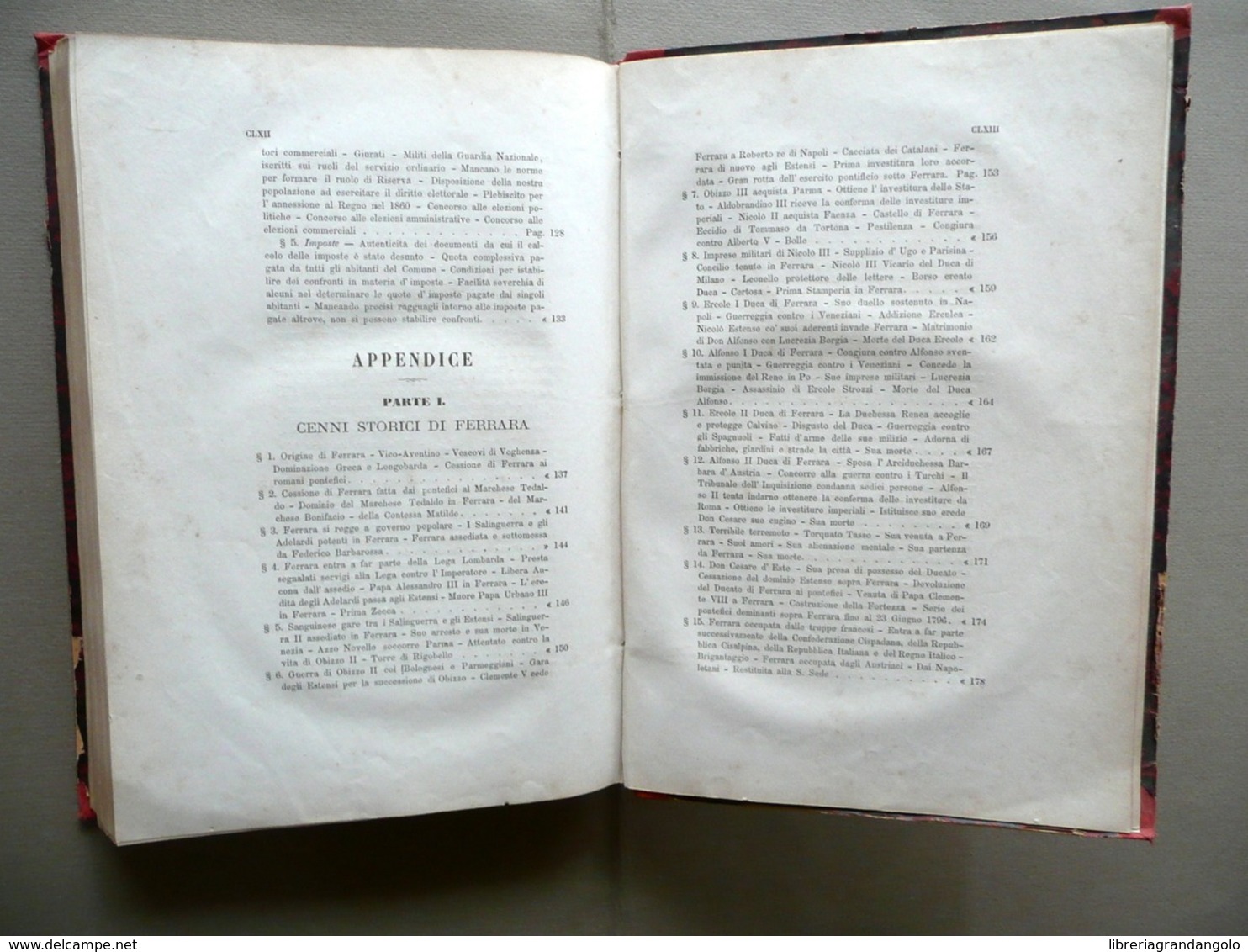 Statistica del Comune di Ferrara Dino Pesci Taddei 1869 Carta Corografia