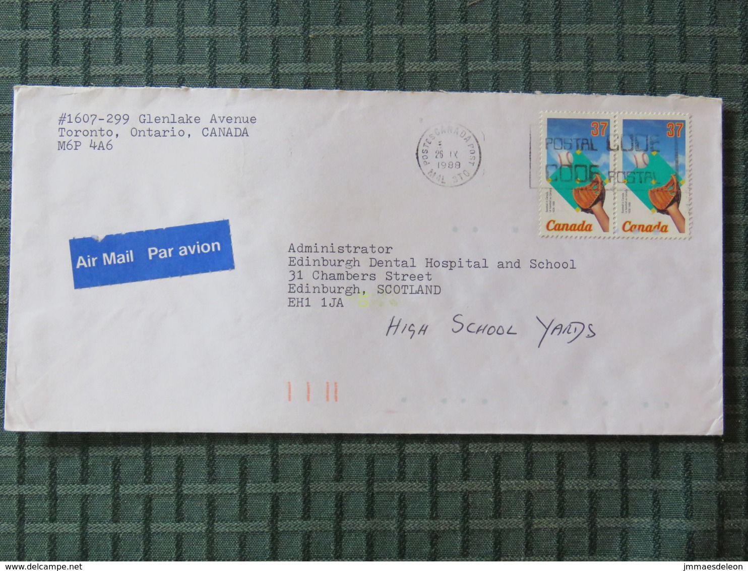 Canada 1988 Cover Toronto To England - Baseball - Storia Postale