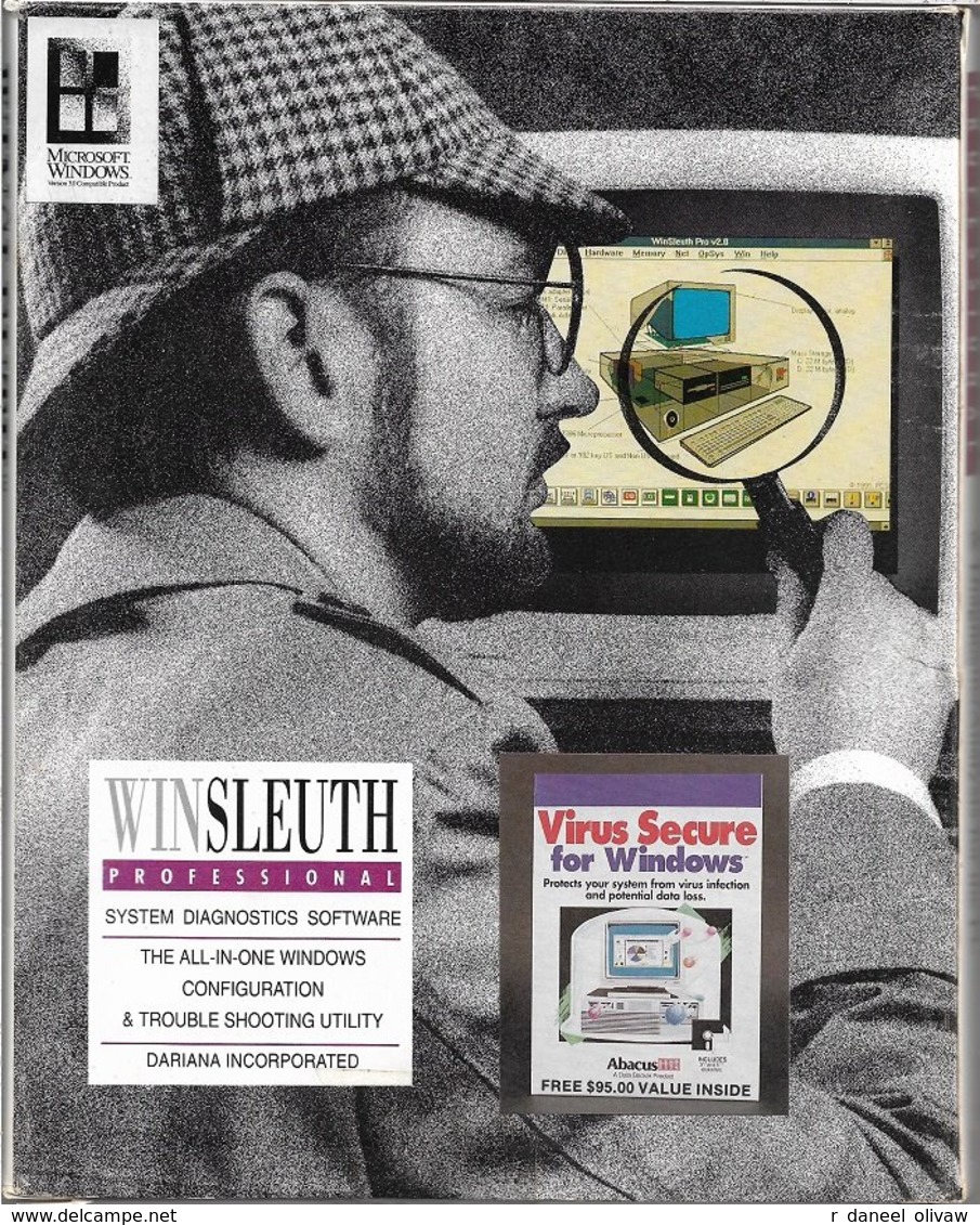WinSleuth Professional + Virus Secure (en Anglais) - Pour Windows 3 (1991, TBE) - Autres & Non Classés