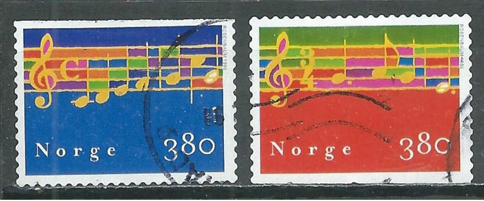 Norvège YT N°1254/1255 Noel 1998 Chants Oblitéré ° - Oblitérés