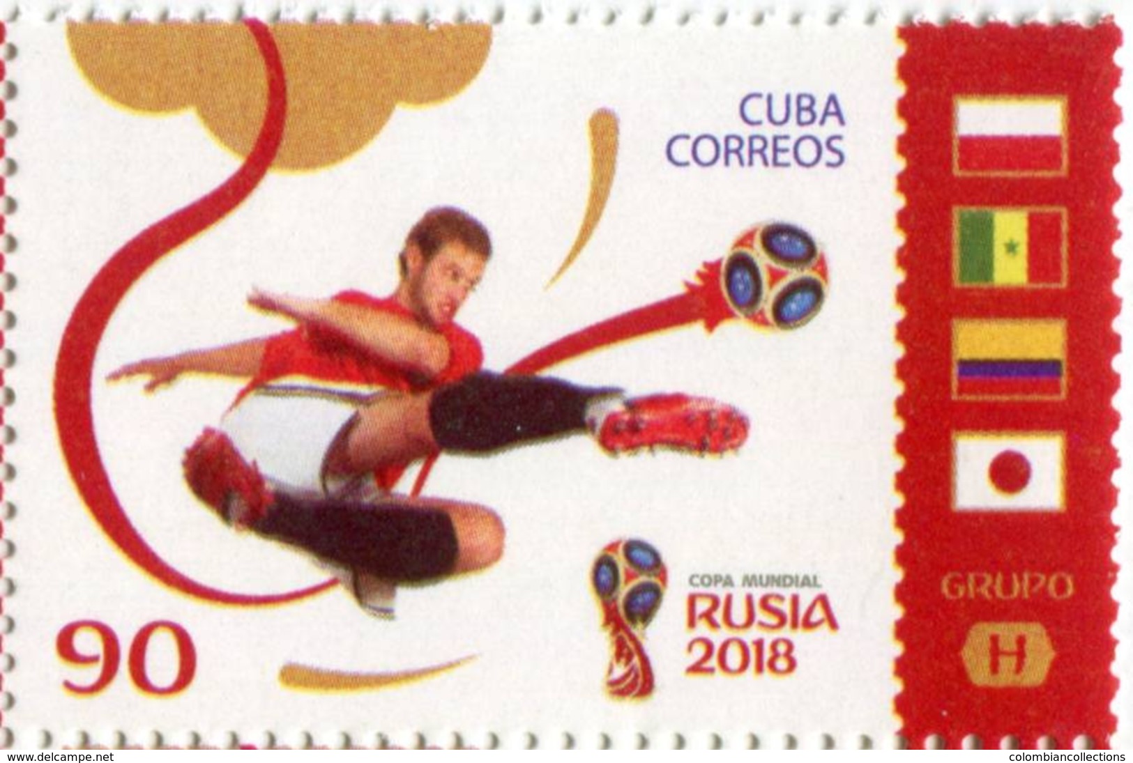 Lote CU2018-12, Cuba, 2018, Sello, Stamp, Copa Mundo de Football, Rusia 2018, 8 v, Russia, Soccer, futbol