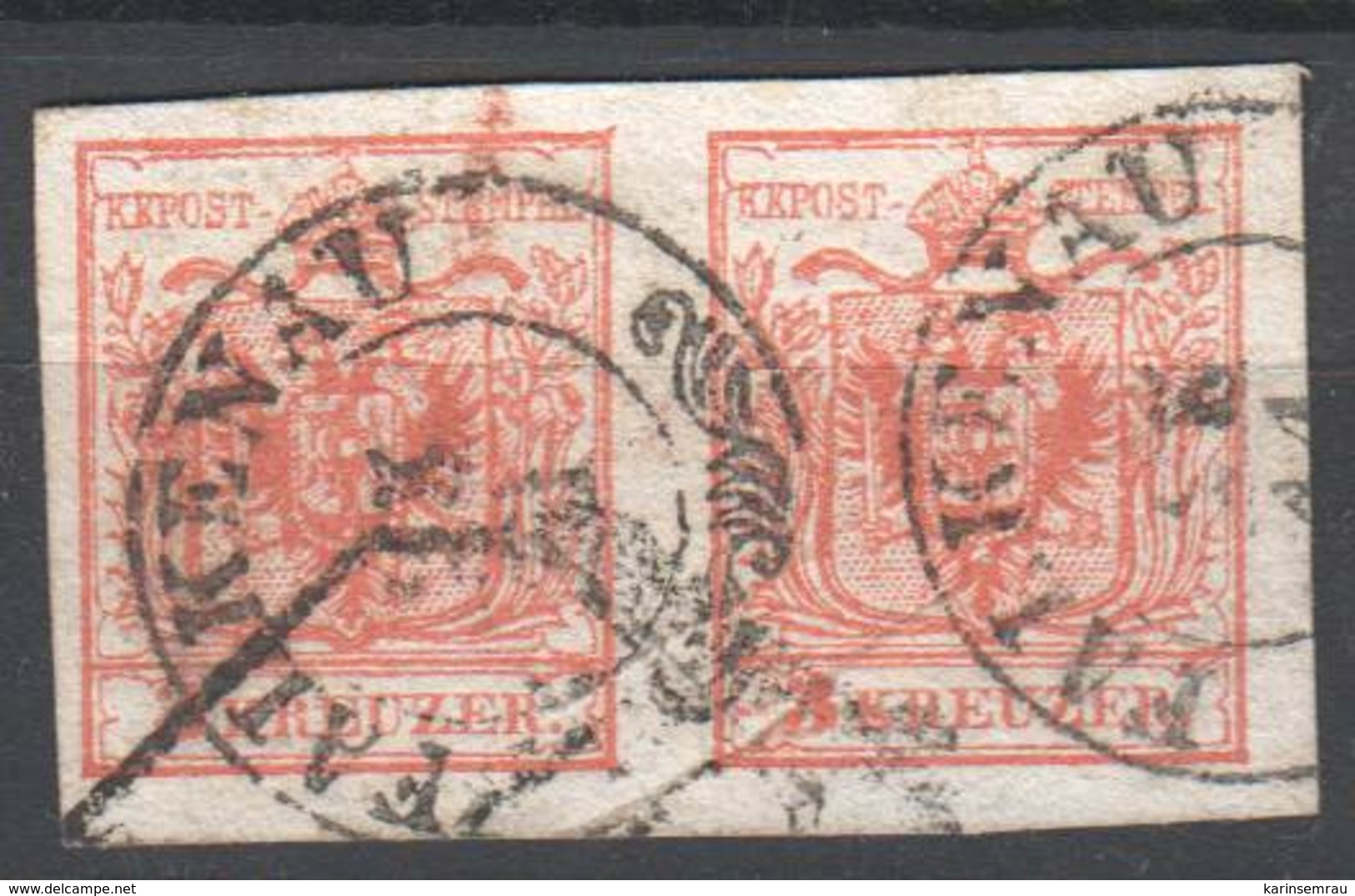 Österreich Klassik , Schön Gestempeltes 3 Kreuzer Paar - Used Stamps