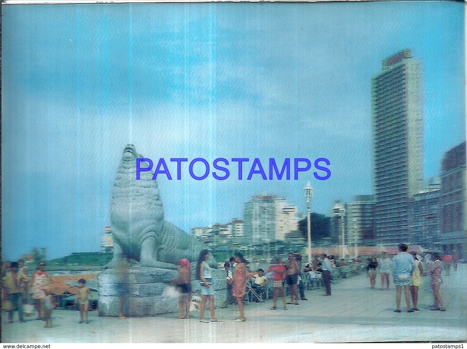 120048 ARGENTINA ART THREE DIMENSIONAL 3D 3 D MAR DEL PLATA RAMBLA BRISTOL & LOBO MARINO BREAK POSTAL POSTCARD - Argentina