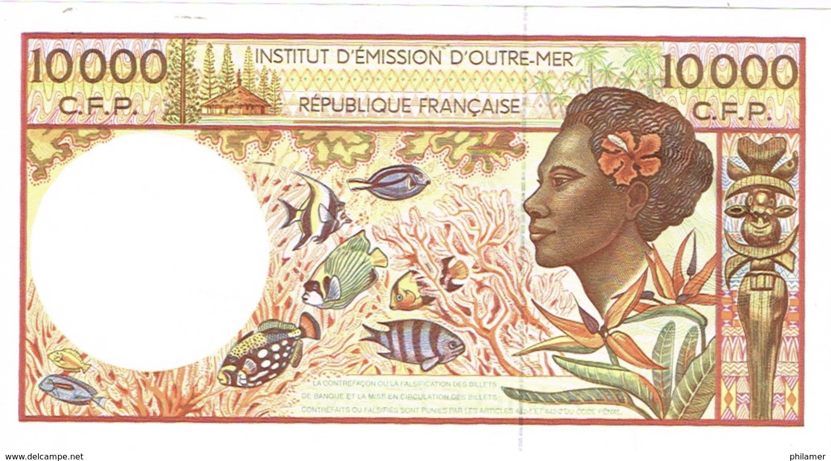 E2 Billet Banknote IEOM Banque France Nouvelle-caledonie Polynesie Francaise Wallis Futuna 10000f Femme Unc Neuf - French Pacific Territories (1992-...)