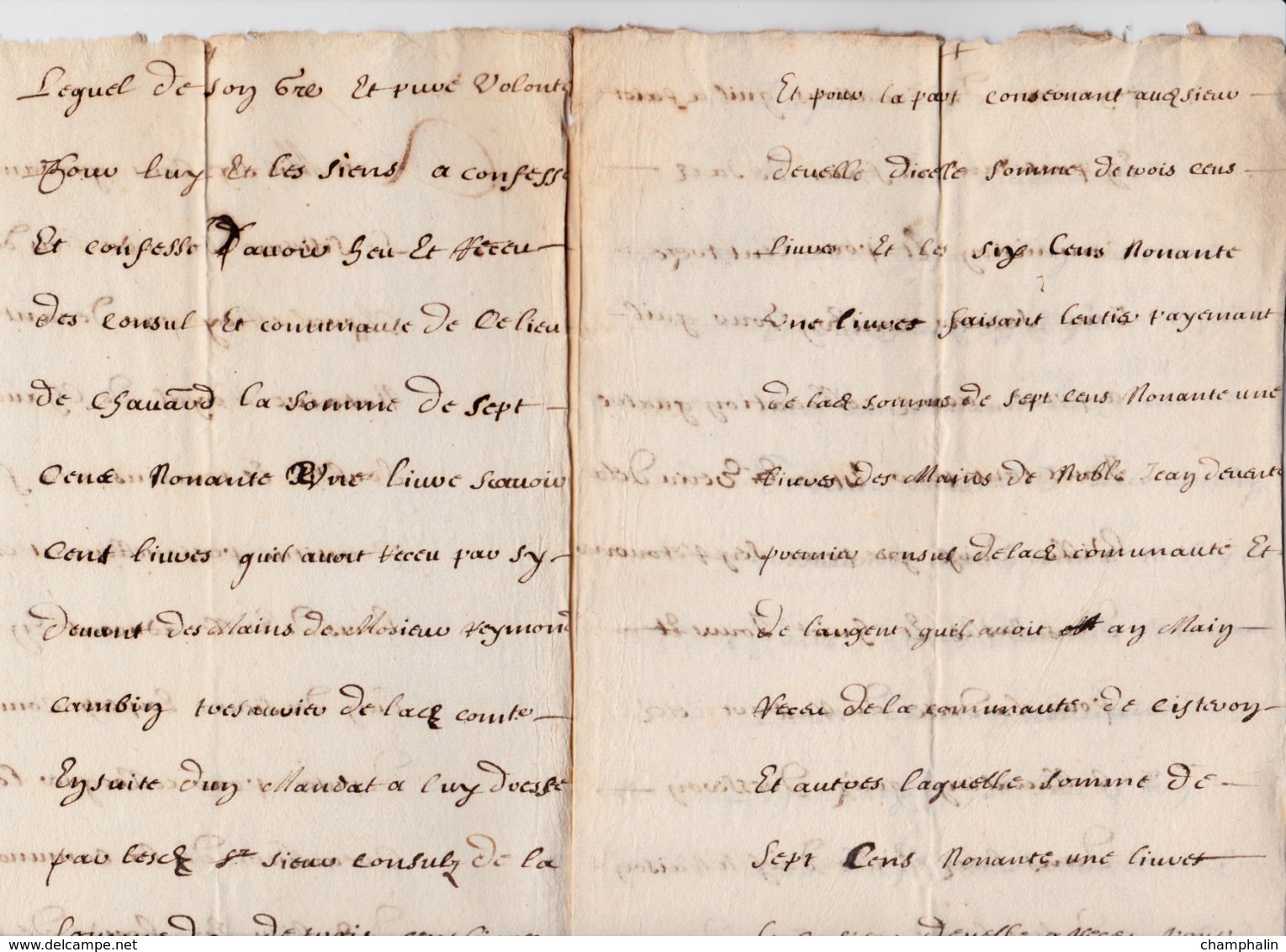 Document Du 6 Avril 1641 - M. Deleutre à Châteaurenard (13) - Parchemin - Manuscrit - Manoscritti