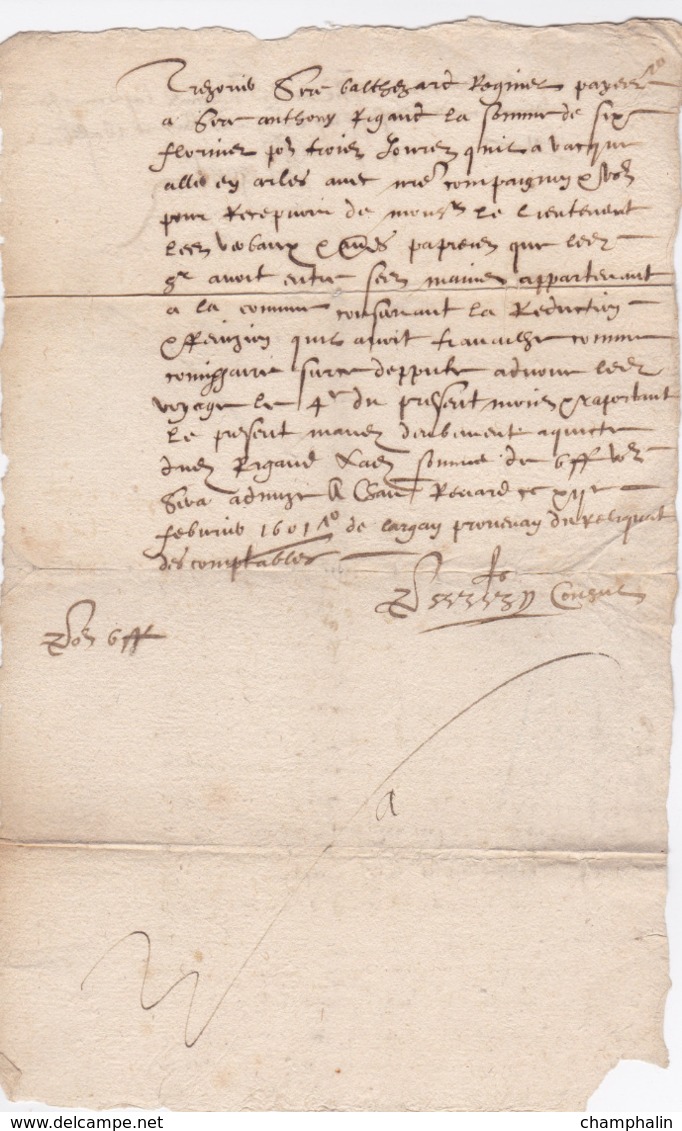 Document Du 16 Février 1601 - M. Bigand à Châteaurenard (13) - Parchemin - Manuscrit - Manuscrits