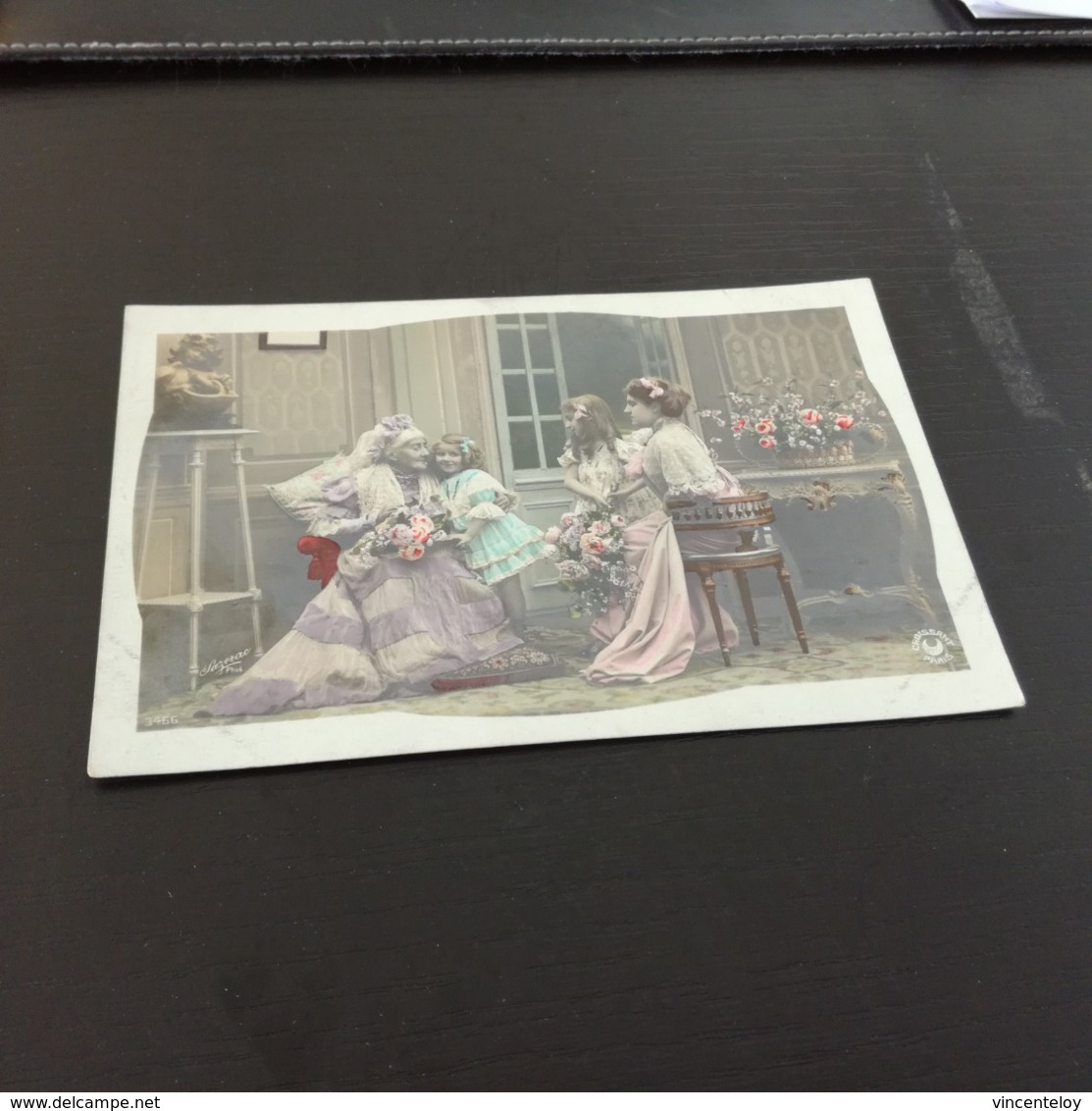 Fillette Avec Leur Grand'mère Et Leur Mère, Scène De Famille, 1909, Photo Sazerac, éd. Croissan en L état Sur Les Photos - Groupes D'enfants & Familles