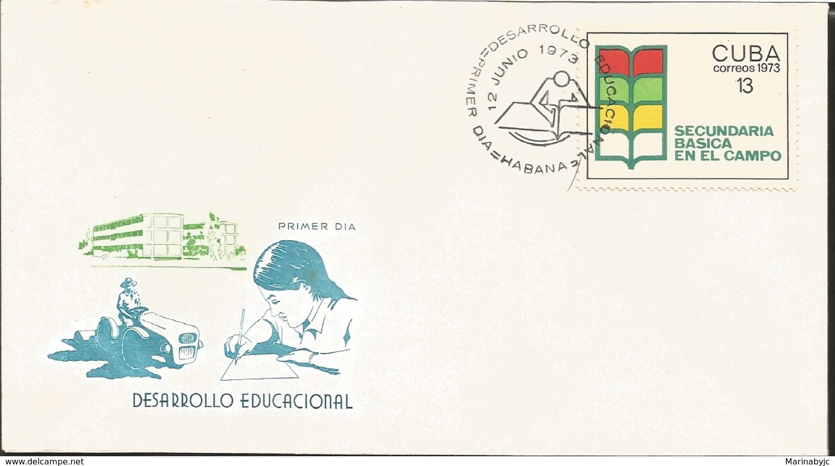 U) 1973 CARIBE,MAILS, MULTIPLE STUDENTS, CARS, SCHOOLS,FDC - Lettres & Documents