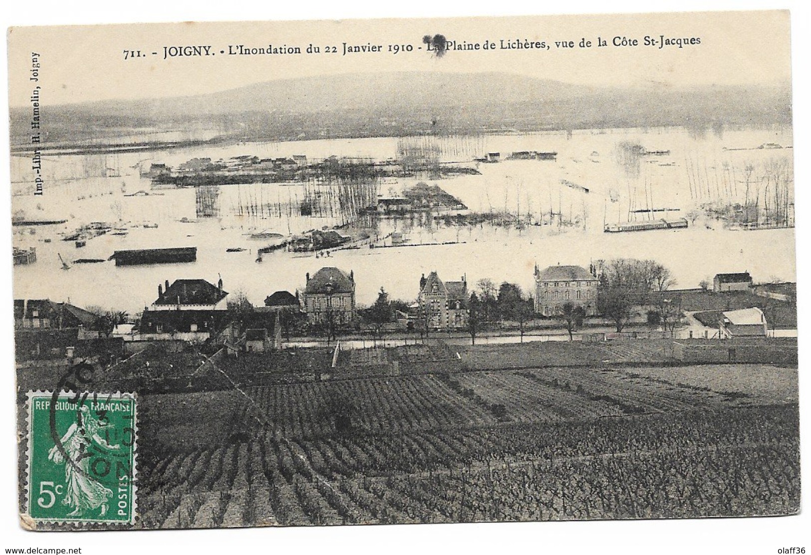 CPA YONNE 89  JOIGNY   Innondation Du 21 Janvier 1910  La Plaine De Léchères N° 711 - Joigny