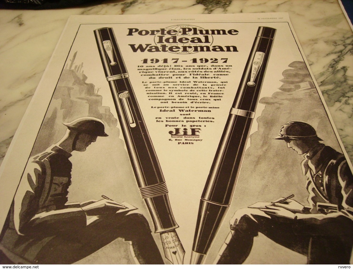 ANCIENNE PUBLICITE JIF  WATERMAN IDEAL 1927 - Other & Unclassified