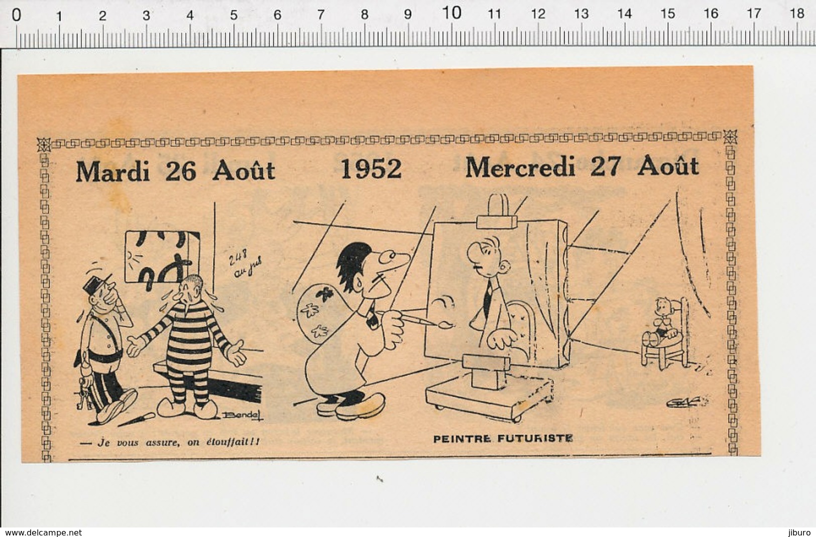 2 Scans Humour Accident De La Route Barreaux De Prison Aération Maison Peinture Futuriste Tableau Anticipation 226ZT - Non Classés