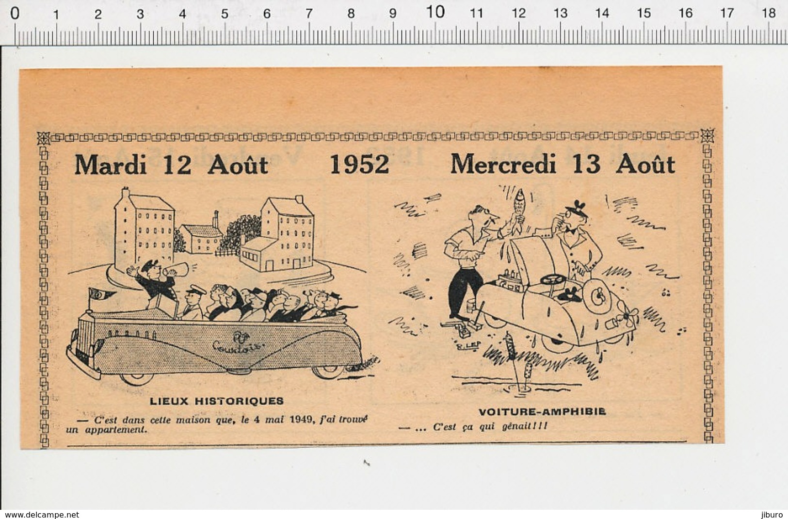 2 Scans Humour Guide Touristique Voiture Amphibie Torticolis Cygnes Oiseaux Marine Nationale Lance à Incendie Feu 226ZT - Non Classés