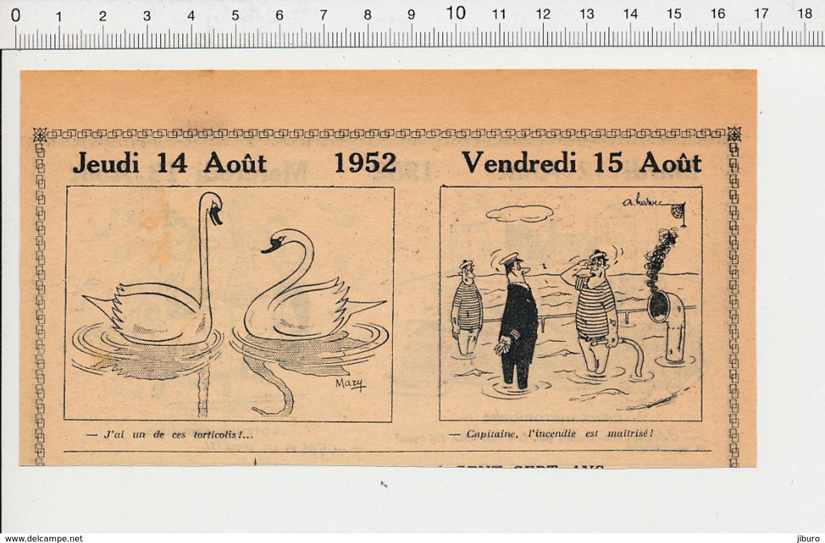 2 Scans Humour Guide Touristique Voiture Amphibie Torticolis Cygnes Oiseaux Marine Nationale Lance à Incendie Feu 226ZT - Non Classés