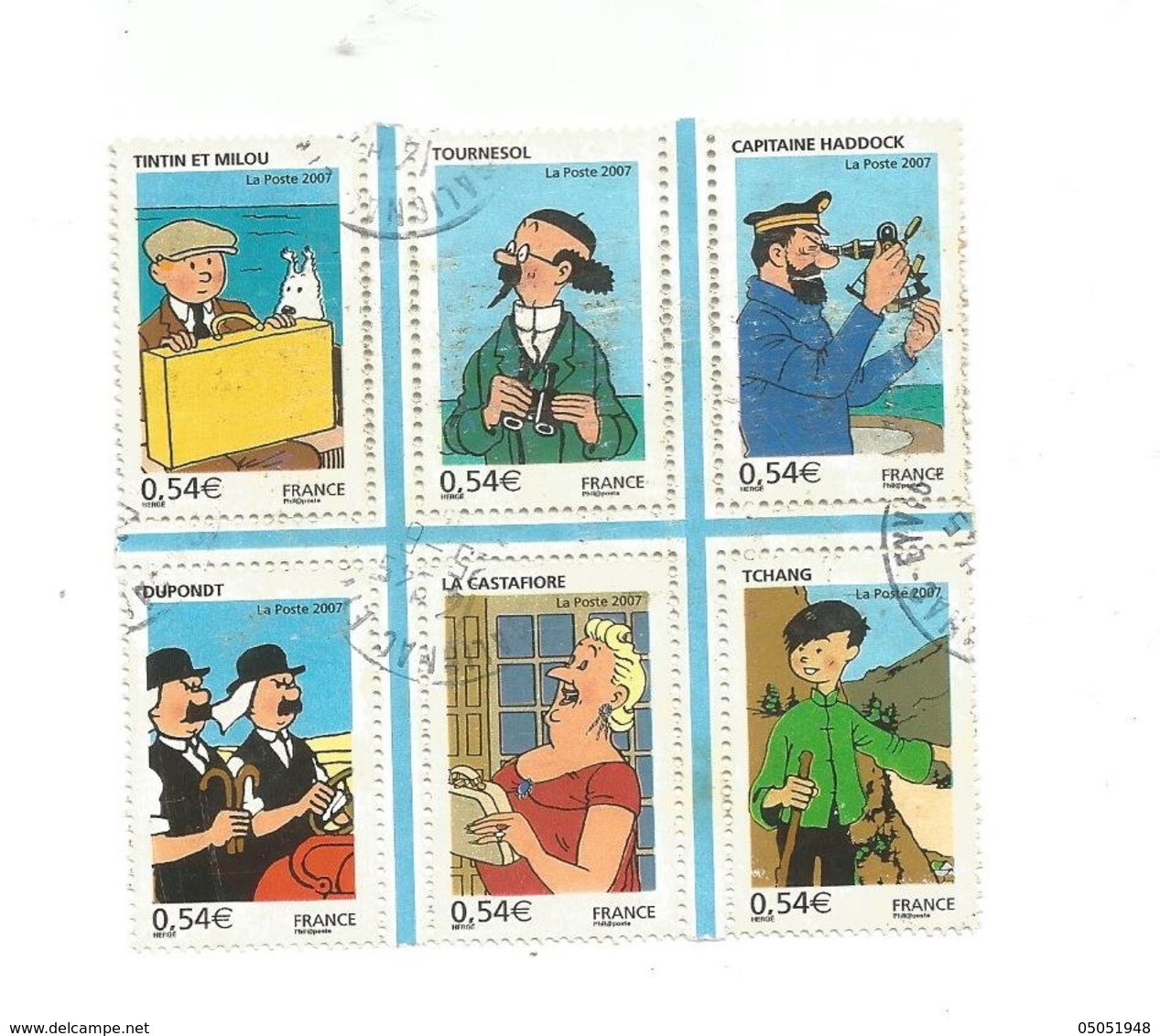 109    TINTIN    Timbres Du Bloc (clascamerou20) - Oblitérés