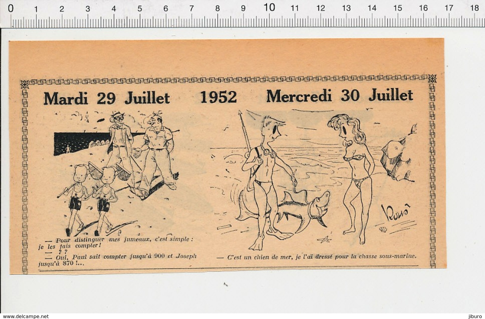 2 Scans Humour Enfants Jumeaux Chasse Sous-marine Chien De Mer Phoque Sport Kayak Course à Pied Marathon ?? 226ZT - Non Classés